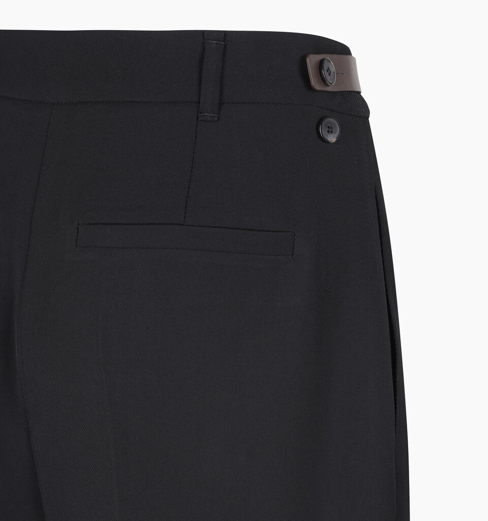 Black low-waisted trousers with belt - sisley k regular trousers - Black | Sisley K image number 4